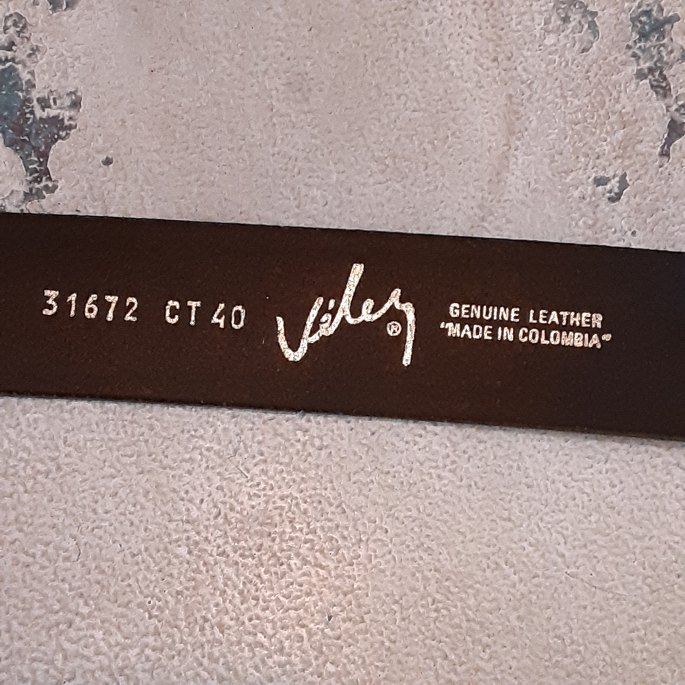 VELEZ Colombin Leather V Monogram, Black & Silver Belt sized 34 Like New - Picture 2 of 5